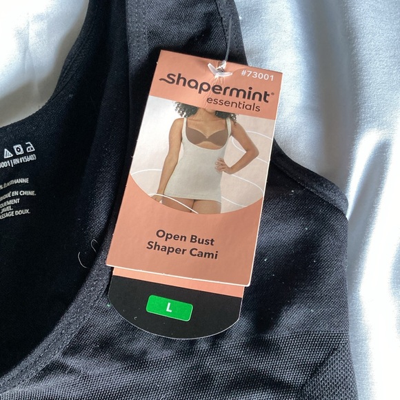NWT Shapermint Open Bust Cami tank top in black.  Size Large - Picture 2 of 11
